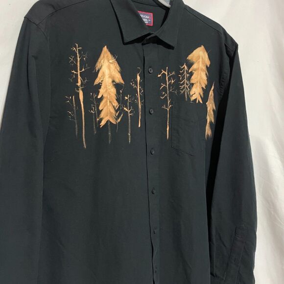 Bleach Painted Trees Landscape Upcycled UNTUCKit Long Sleeve Shirt - Picture 6 of 13